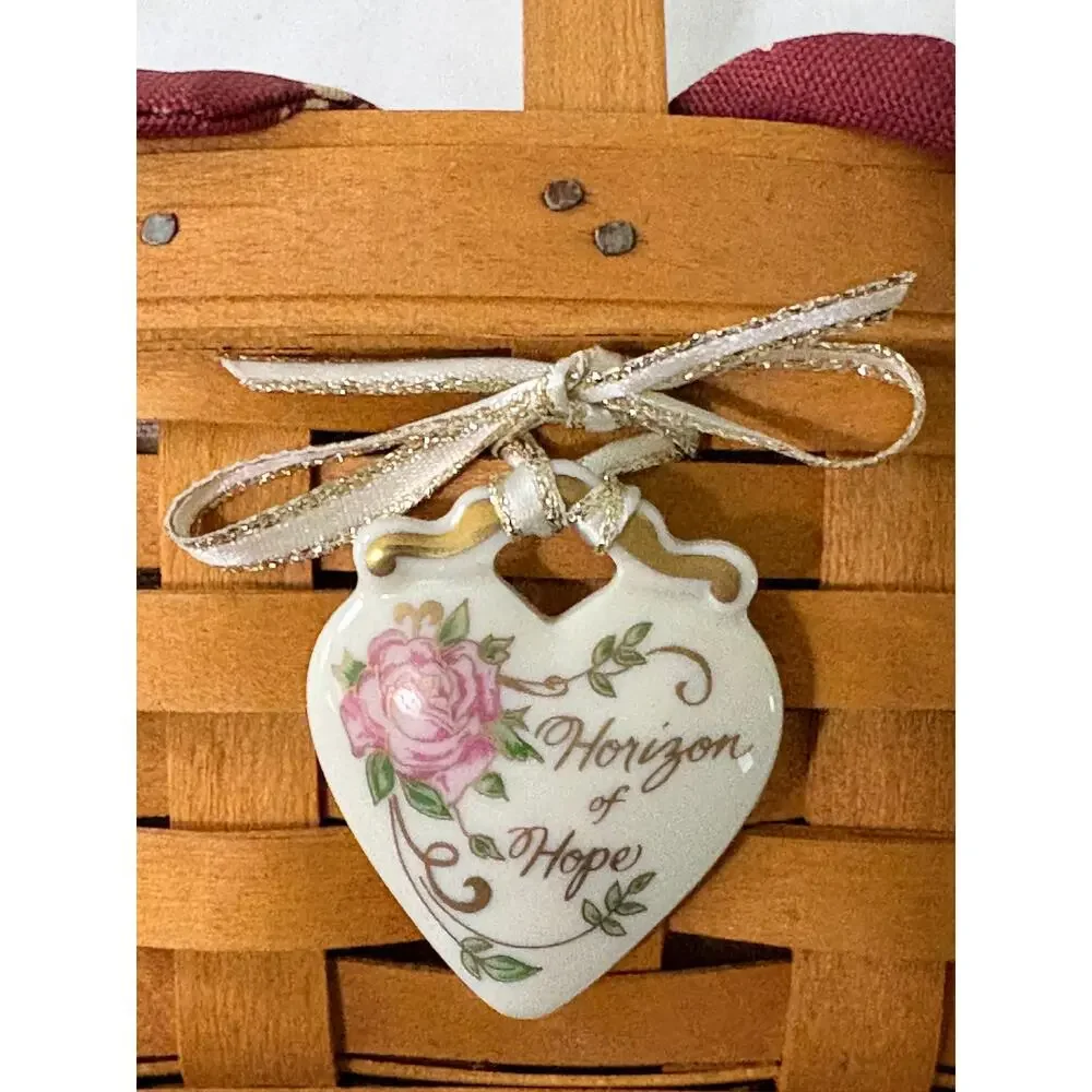 1999 Vintage Longaberger Horizon of Hope Basket-Ceramic Heart-American Cancer